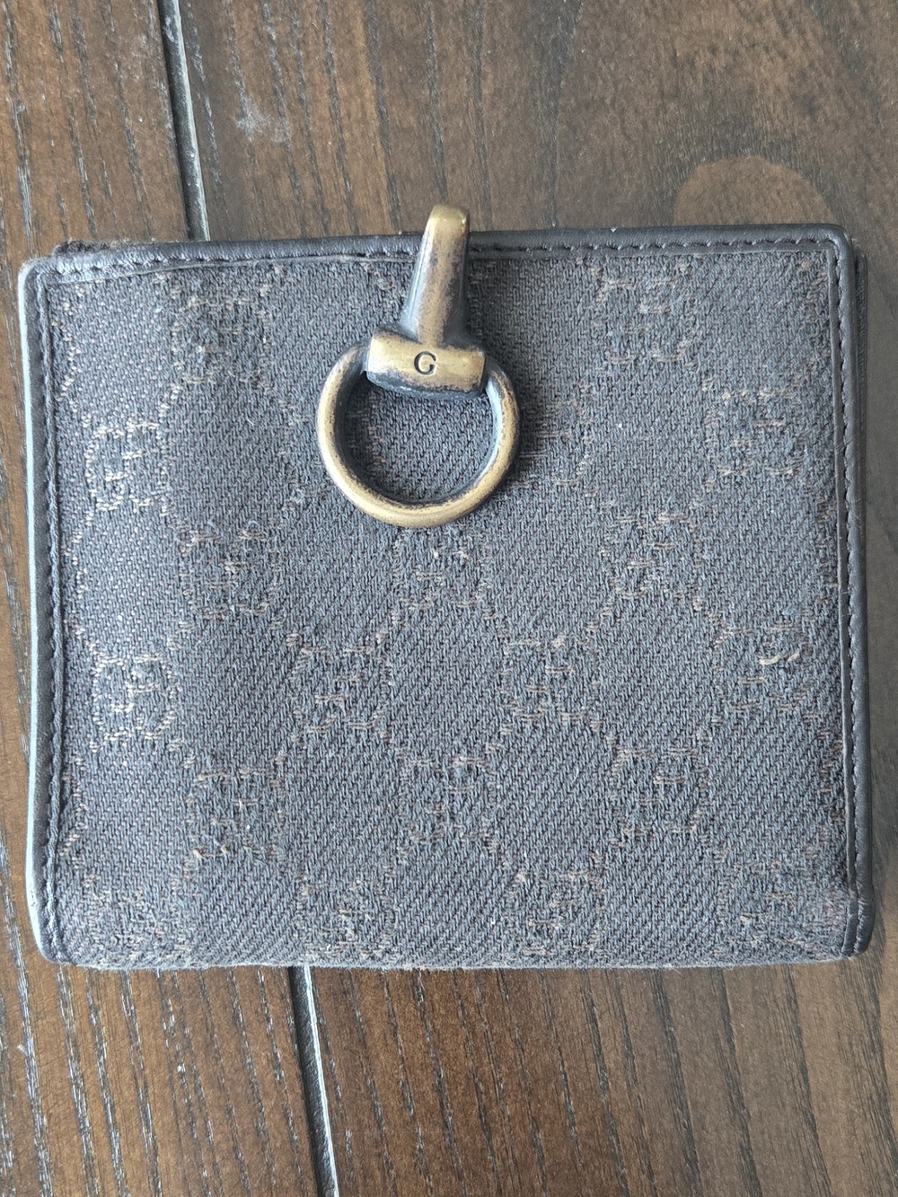 Gucci Denim Canvas Wallet Card Holder Monogram Horsebit